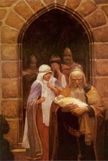 Merlín toma a Arturo de Igraine