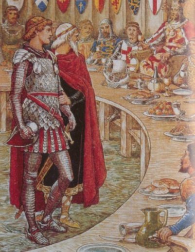 Galahad es presentado en la corte de Arturo