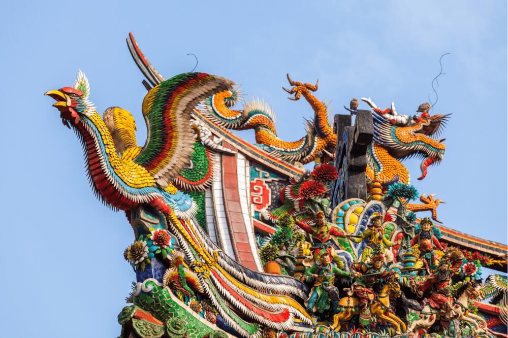 Los ocho inmortales en el tejado del Templo Longshan