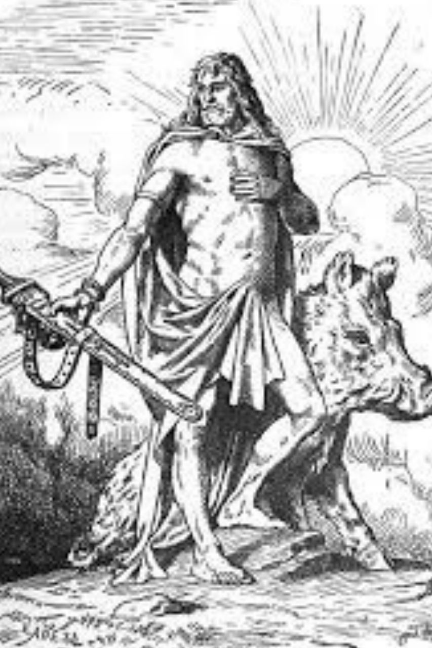 Freyr con su jabalí, xilografía
