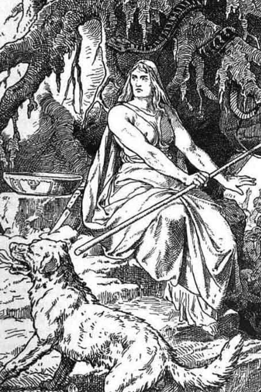 Hel, la diosa del inframundo, xilografía