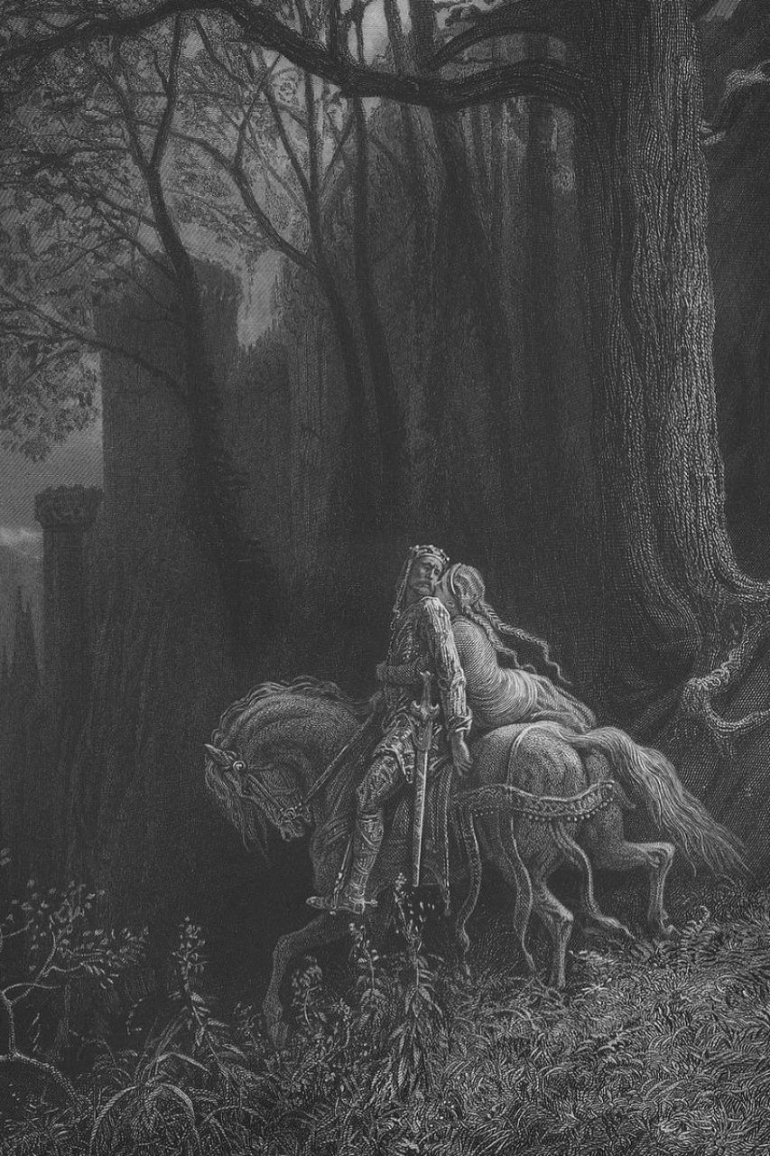 Medb con el rey Conchobar mac Nessa a caballo