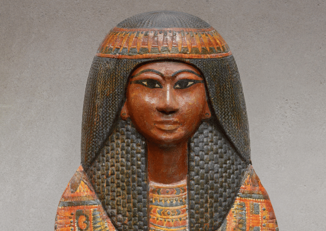 Máscara de momia de Khonsu, dios egipcio de la luna y el tiempo