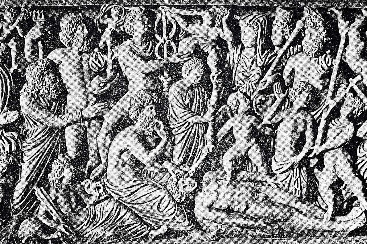 Prometeo enseñando a las personas, relieve