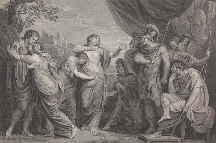 Eteocles, Polinices y Yocasta - Una ilustración del encuentro fatídico