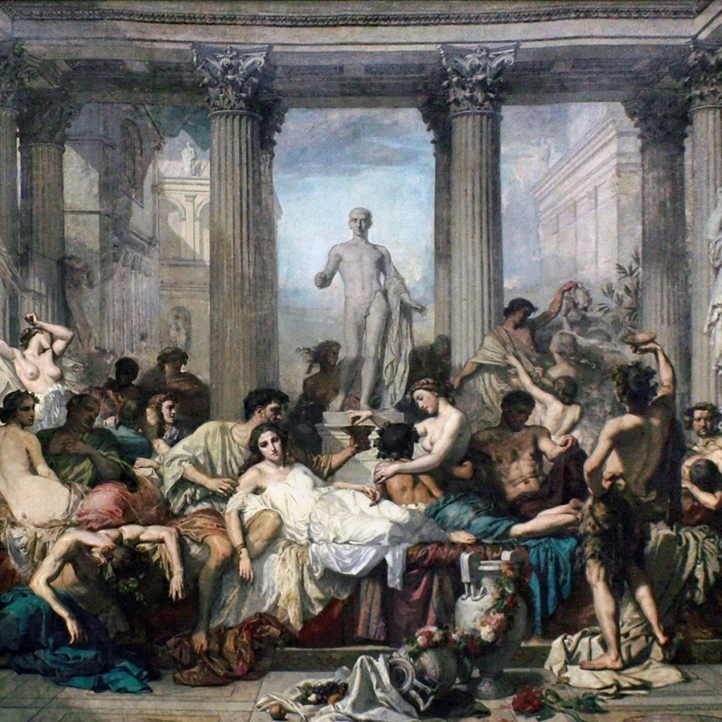 Los romanos en su decadencia, pintura que ilustra los temas de las sátiras de Juvenal
