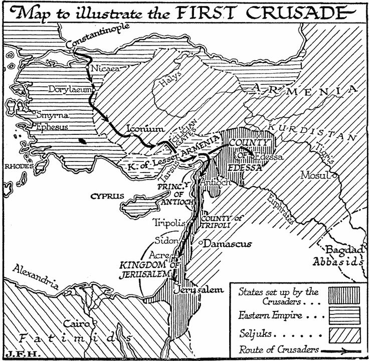 1095-1099 la primera cruzada - mapa de la región de la primera cruzada