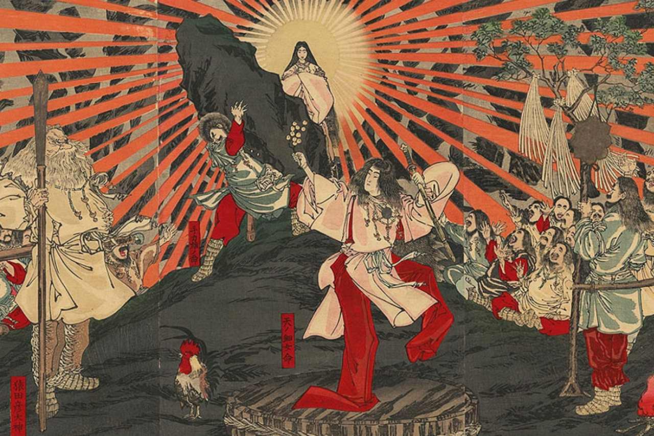 Amaterasu - La diosa del sol japonesa emergiendo de la cueva