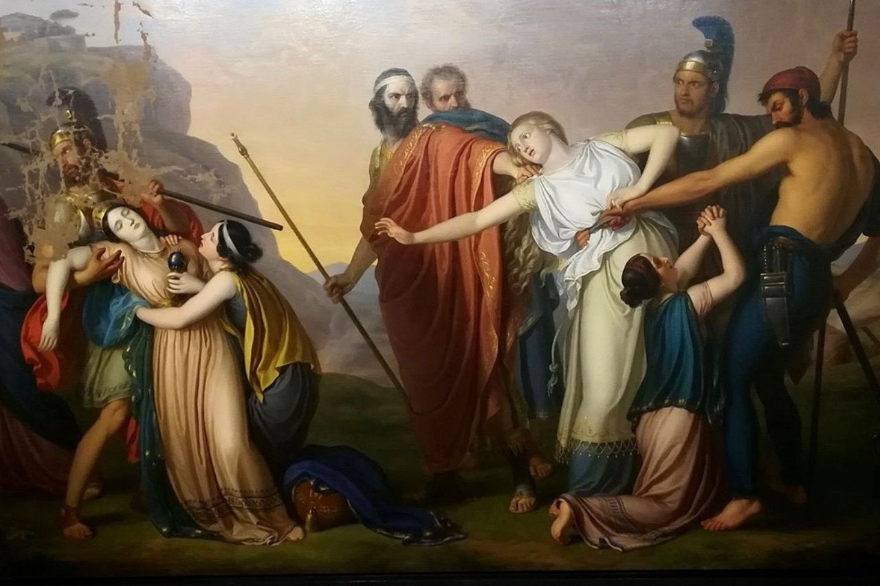 Escena de la muerte de Antígona