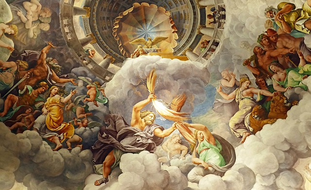 Pintura de los dioses griegos de la Odisea y la Ilíada