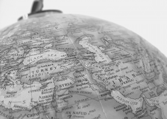 Middle east on the globe