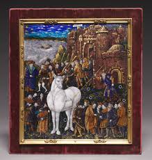 Pintura clásica que representa el Caballo de Troya